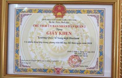 HORIZON ghi nhận các bằng khen:ỦY BAN NH N D N QUẬN 2 – TP. HỒ CHÍ MINH